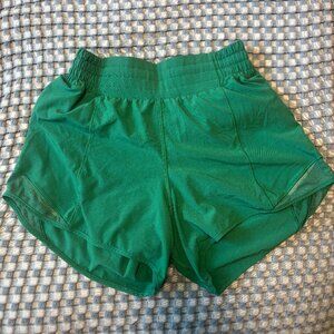Lululemon High Rise Hotty Hot Shorts Green 4 inch